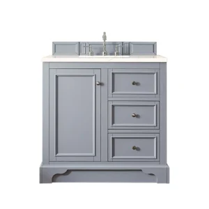 De Soto 36″ Single Vanity, Silver Gray w/ 3 CM Eternal Marfil Quartz Top