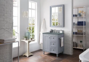 Copper Cove Encore 30" Single Vanity, Silver Gray w/ 3 CM Cala Blue Top - Image 3