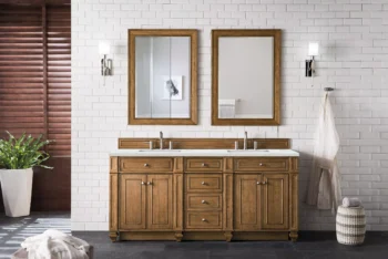 Bristol 72" Double Vanity, Saddle Brown w/ 3 CM Ethereal Noctis Quartz Top - Image 2