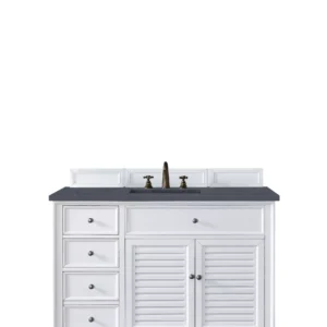 Savannah 48″ Single Vanity, Bright White w/ 3 CM Charcoal Top