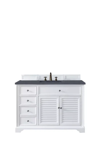 Savannah 48" Single Vanity, Bright White w/ 3 CM Charcoal Top
