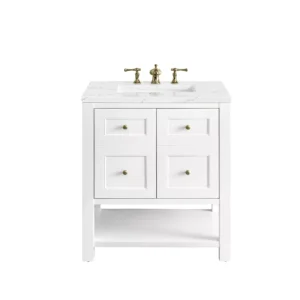 Breckenridge 30″ Single Vanity, Bright White w/ 3 CM Ethereal Noctis Top