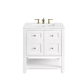 Breckenridge 30" Single Vanity, Bright White w/ 3 CM Ethereal Noctis Top