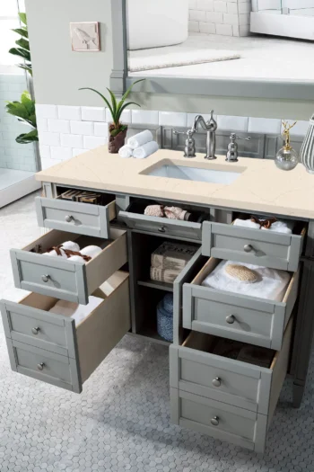 Brittany 48" Single Vanity, Urban Gray w/ 3 CM Eternal Marfil Quartz Top - Image 4
