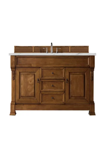 Brookfield 60" Single Vanity, Country Oak w/ 3 CM Ethereal Noctis Quartz Top