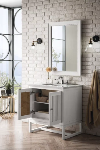 Athens 30" Single Vanity, Glossy White w/ 3 CM Carrara White Top - Image 5