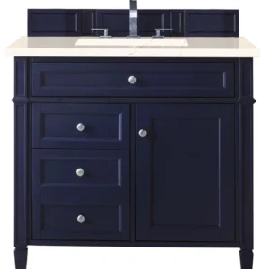 Brittany 36″ Single Vanity, Victory Blue w/ 3 CM Eternal Marfil Quartz Top
