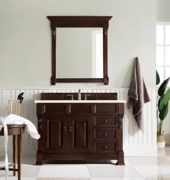 Brookfield 48" Single Vanity, Burnished Mahogany w/ 3 CM Eternal Marfil Quartz Top - Image 2