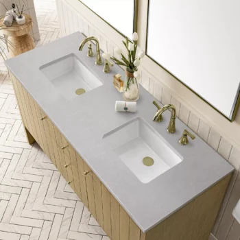 Hudson 60" Double Vanity, Light Natural Oak w/ 3 CM Eternal Serena Top - Image 5