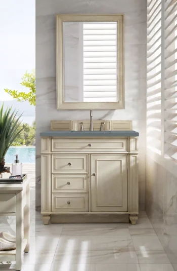 Bristol 36" Single Vanity, Vintage Vanilla w/ 3 CM Cala Blue Top - Image 2