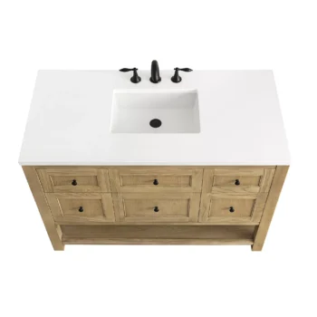 Breckenridge 48" Single Vanity, Light Natural Oak w/ 3 CM White Zeus Top - Image 6
