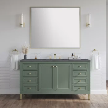 Chicago 60" Single Vanity, Smokey Celadon w/ 3 CM Charcoal Soapstone Top - Image 5