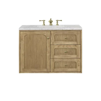 Laurent 36" Single Vanity, Light Natural Oak w/ 3 CM Eternal Jasmine Pearl Top - Image 2