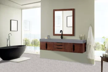 Mercer Island 72" Single Vanity, Coffee Oak, Matte Black w/ Dusk Grey Glossy Composite Stone Top - Image 3