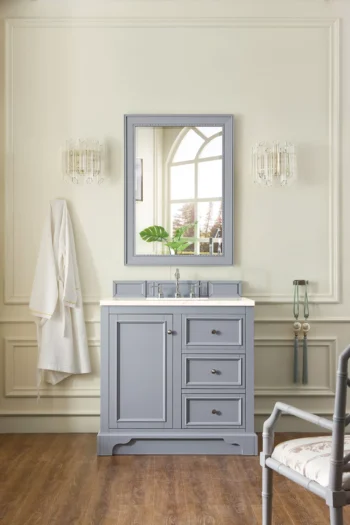 De Soto 36" Single Vanity, Silver Gray w/ 3 CM Eternal Marfil Quartz Top - Image 2