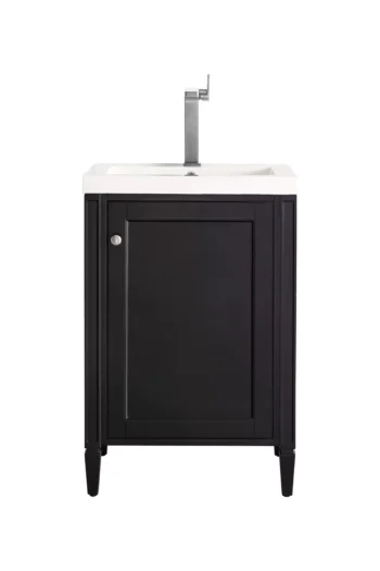 Britannia 24" Single Vanity, Black Onyx w/ White Glossy Composite Stone Top