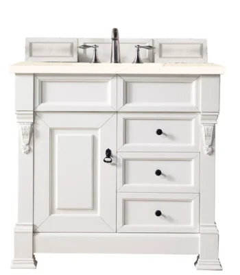 Brookfield 36" Single Vanity, Bright White w/ 3 CM Eternal Marfil Quartz Top