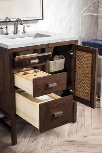 Addison 30" Single Vanity, Mid-Century Acacia w/ 3 CM Ethereal Noctis Quartz Top - Image 4
