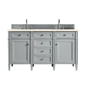 Brittany 60″ Double Vanity, Urban Gray w/ 3 CM Eternal Marfil Quartz Top