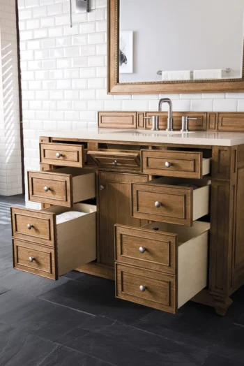 Bristol 48" Single Vanity, Saddle Brown w/ 3 CM Eternal Marfil Quartz Top - Image 4