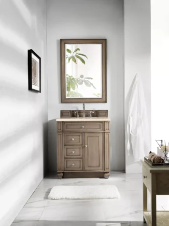 Bristol 30" Single Vanity, Whitewashed Walnut w/ 3 CM Eternal Marfil Quartz Top - Image 2