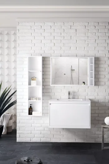 Mantova 31.5" Single Vanity, Glossy White w/ Glossy White Composite Stone Top - Image 2