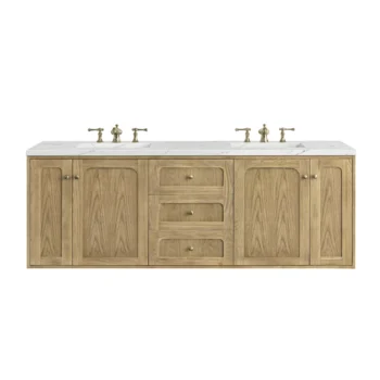 Laurent 72" Double Vanity, Light Natural Oak w/ 3 CM Ethereal Noctis Top - Image 2