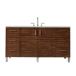 Metropolitan 60″ Single Vanity, American Walnut w/ 3 CM Eternal Serena Quartz Top