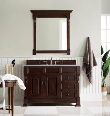 Brookfield 48" Single Vanity, Burnished Mahogany w/ 3 CM Eternal Serena Quartz Top - Image 2
