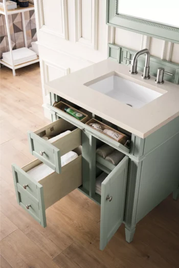 Brittany 30" Single Vanity, Sage Green, w/ 3 CM Eternal Marfil Quartz Top - Image 4