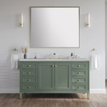 Chicago 60" Single Vanity, Smokey Celadon w/ 3 CM Eternal Serena Top - Image 5