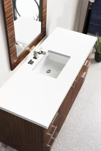 Metropolitan 60" Single Vanity, American Walnut w/ 3 CM White Zeus Quartz Top - Image 2