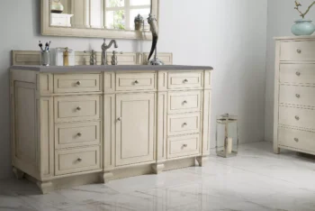 Bristol 60" Single Vanity, Vintage Vanilla w/ 3 CM Grey Expo Quartz Top - Image 3