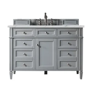 Brittany 48″ Single Vanity, Urban Gray w/ 3 CM Ethereal Noctis Quartz Top