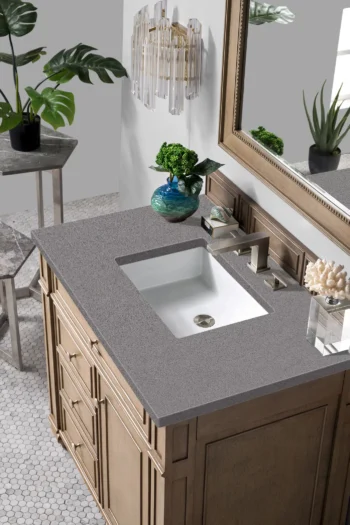 Bristol 36" Single Vanity, Whitewashed Walnut w/ 3 CM Grey Expo Top - Image 3