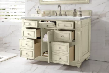 Bristol 48" Single Vanity, Vintage Vanilla w/ 3 CM Eternal Jasmine Pearl Quartz Top - Image 4