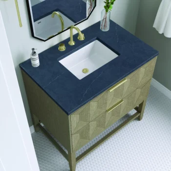 Emmeline 36" Single Vanity, Pebble Oak w/ 3 CM Charcoal Soapstone Top - Image 5