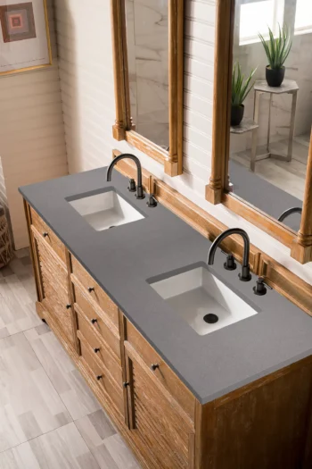 Savannah 72" Double Vanity, Driftwood w/ 3 CM Grey Expo Quartz Top - Image 3