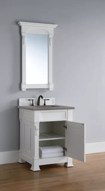 Brookfield 26" Single Vanity, Bright White w/ 3 CM Grey Expo Quartz Top - Image 4