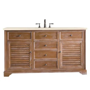 Savannah 60″ Single Vanity, Driftwood w/ 3 CM Eternal Marfil Quartz Top