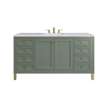 Chicago 60" Single Vanity, Smokey Celadon w/ 3 CM Carrara Marble Top - Image 4