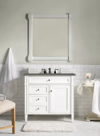 Brittany 36" Single Vanity, Bright White w/ 3 CM Grey Expo Top - Image 2