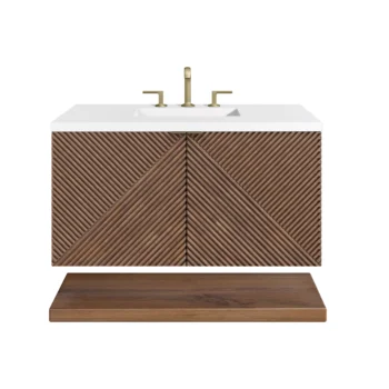 Marcello 36" Single Vanity, Chestnut w/ 3 CM White Zeus Top - Image 2