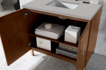 Metropolitan 36" Single Vanity, American Walnut w/ 3 CM Eternal Serena Quartz Top - Image 3