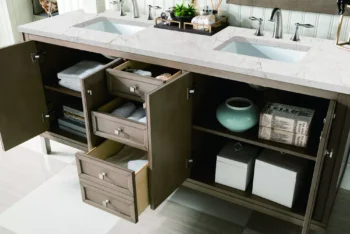 Chicago 72" Double Vanity, Whitewashed Walnut w/ 3 CM Eternal Jasmine Pearl Quartz Top - Image 6