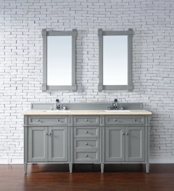 Brittany 72" Double Vanity, Urban Gray w/ 3 CM Eternal Marfil Quartz Top - Image 2