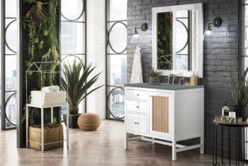 Addison 36" Single Vanity, Glossy White w/ 3 CM Cala Blue Top - Image 3