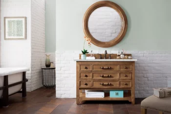 Malibu 48" Single Vanity, Honey Alder w/ 3 CM Eternal Jasmine Pearl Quartz Top - Image 2