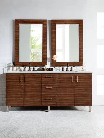 Metropolitan 72" Double Vanity, American Walnut w/ 3 CM Eternal Jasmine Pearl Quartz Top - Image 2