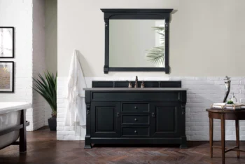 Brookfield 60" Single Vanity, Antique Black w/ 3 CM Grey Expo Quartz Top - Image 2